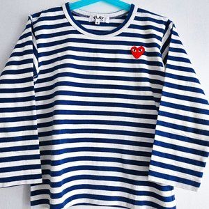 CdG Blue & White Stripes Girl's Shirt - Size 6, Good Condition